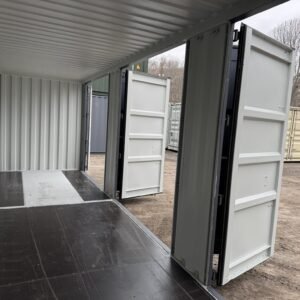 40′ x 8′ x 9.5′ Tall -New *High Cube**FOUR SIDE DOOR OPENINGS** Shipping/Storage Container – Wind and Watertight – DK GRAY