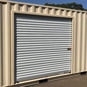 10′ Wide x 7′ 4″ Tall Roll Door In High Cube Container Side