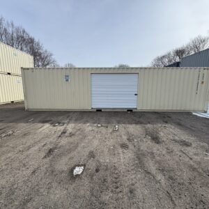 40′ x 8′ x 9.5′ Tall –NEW “One Trip” **W/ 10′ ROLL DOOR INSTALLED**– High Cube Shipping/Storage Container – Wind and Watertight-BEIGE