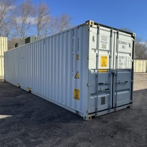 40′ x 8′ x 9.5′ Tall -New *High Cube**FOUR SIDE DOOR OPENINGS** Shipping/Storage Container – Wind and Watertight – DK GRAY